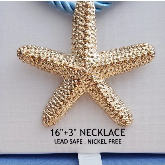 NWT ⚜️🩵⚜️ House of Harlow 1960 Gorgeous Golden tone Star Pendant Cord Necklace - Picture 10 of 11